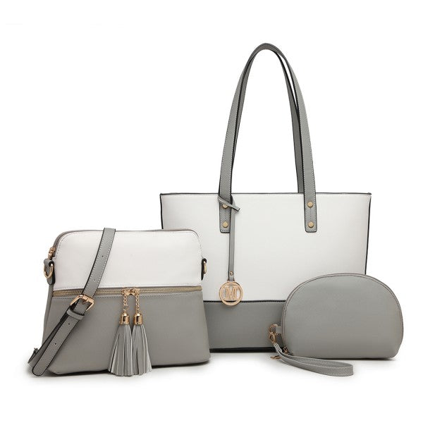 LG2023 - Miss Lulu Elegant 3-Piece Leather Look Tote Bag Set - Versatile & Chic for Every Occasion -
