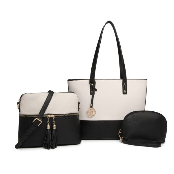 LG2023 - Miss Lulu Elegant 3-Piece Leather Look Tote Bag Set - Versatile & Chic for Every Occasion -