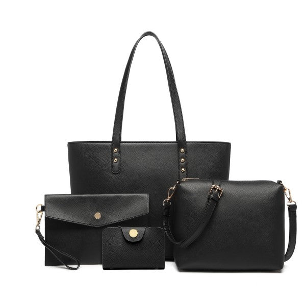 LG6931 - Miss Lulu 4 Piece Handbag Set - Brown