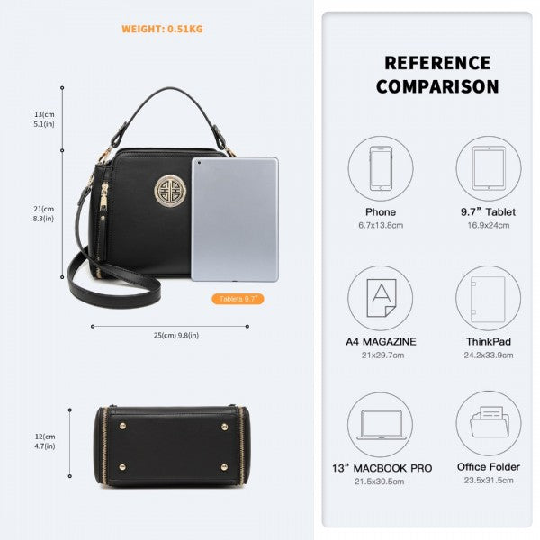 LB2126 - Miss Lulu Leather Look Practical Crossbody Bag