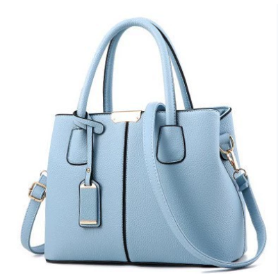 CT44936 BLUE Chic PU Leather Handbag with Lychee Pattern