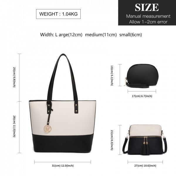 LG2023 - Miss Lulu Elegant 3-Piece Leather Look Tote Bag Set - Versatile & Chic for Every Occasion -