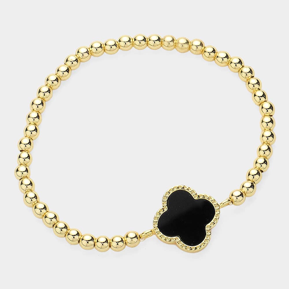 Quatrefoil Pointed Stainless Steel Ball Beaded Stretch Brace