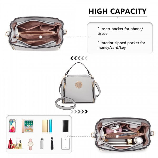 LB2126 - Miss Lulu Leather Look Practical Crossbody Bag