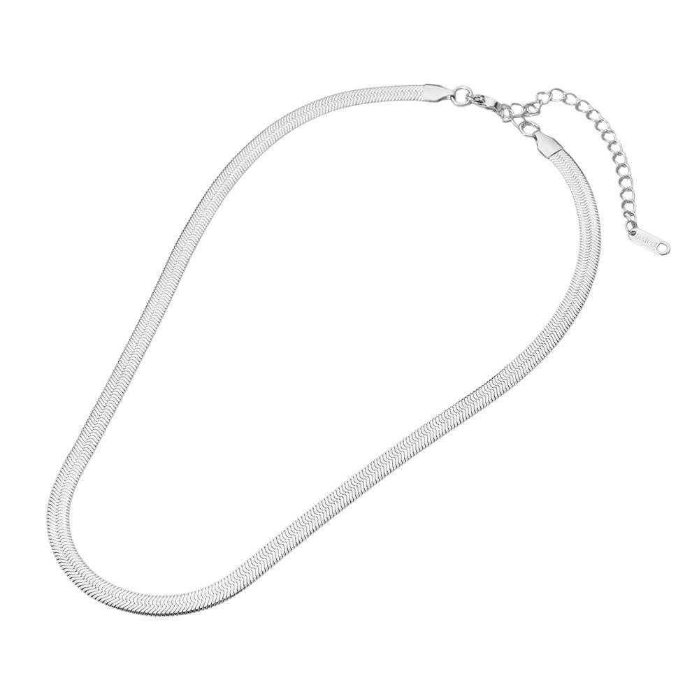 Stainless Steel Herringbone Chain Necklace