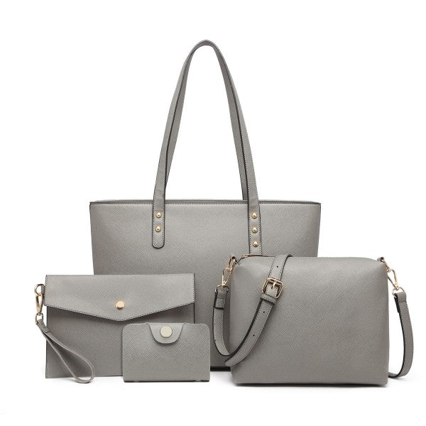 LG6931 - Miss Lulu 4 Piece Handbag Set - Brown