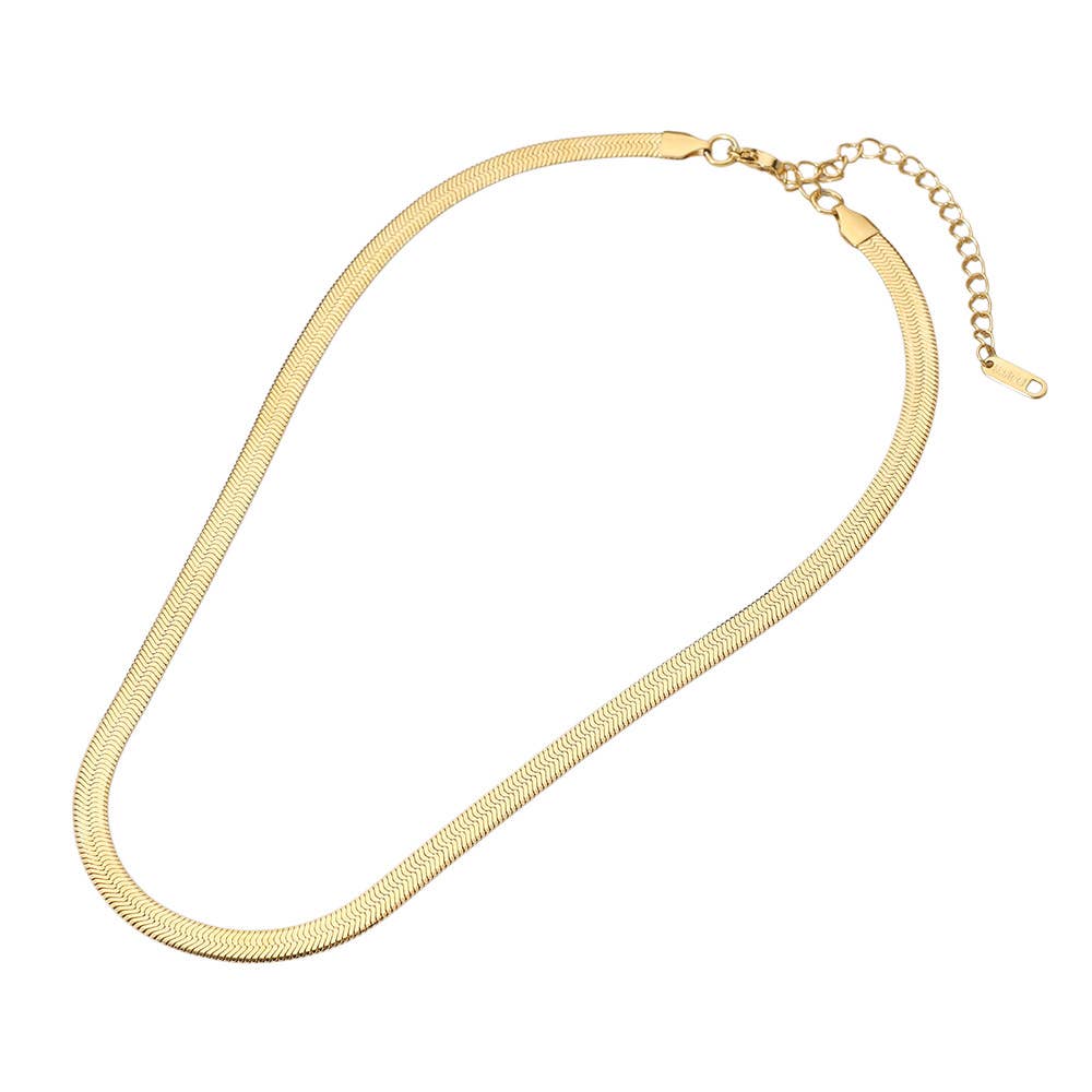 Stainless Steel Herringbone Chain Necklace