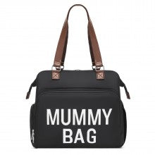 BCK2503 - Kono Large Nappy Changing Tote Bag with Shoe Compartment, Insulated Pockets & Waterproof Zip Pocket - Black