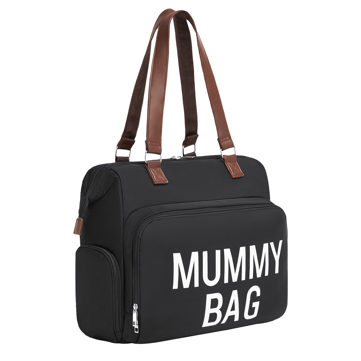 BCK2503 - Kono Large Nappy Changing Tote Bag with Shoe Compartment, Insulated Pockets & Waterproof Zip Pocket - Black