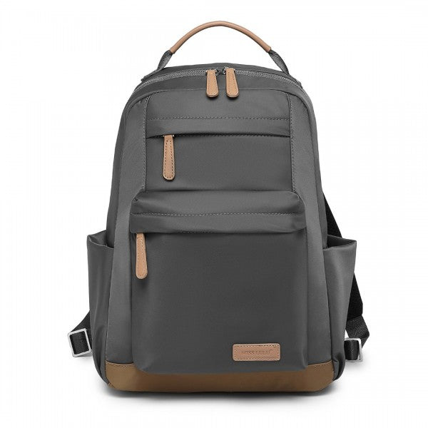 BPM2431 - Miss Lulu Stylish Backpack with Laptop Sleeve and Multiple Pockets and Trolley Sleeve - Beige And Brown