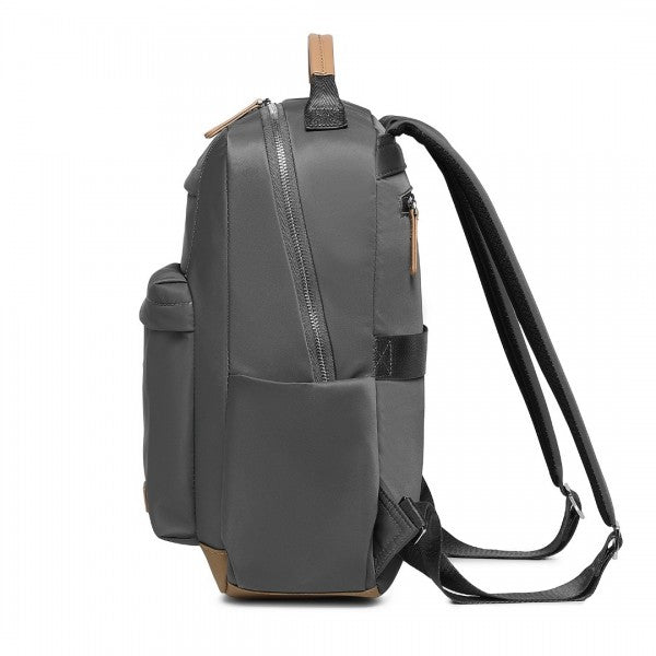 BPM2431 - Miss Lulu Stylish Backpack with Laptop Sleeve and Multiple Pockets and Trolley Sleeve - Beige And Brown