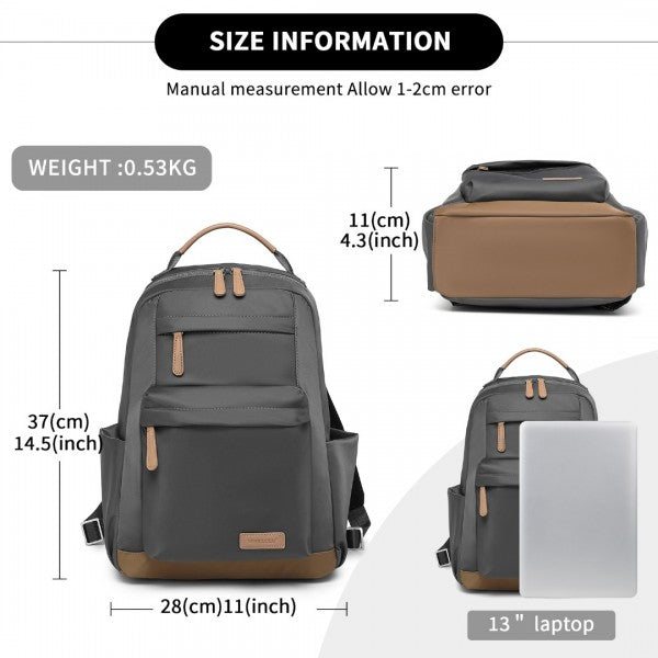 BPM2431 - Miss Lulu Stylish Backpack with Laptop Sleeve and Multiple Pockets and Trolley Sleeve - Beige And Brown