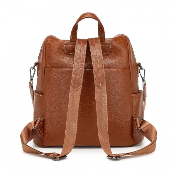 BPM2438 - Miss Lulu Women's Convertible PU Leather Backpack & Shoulder Bag – Versatile 2-in-1 Design - Black