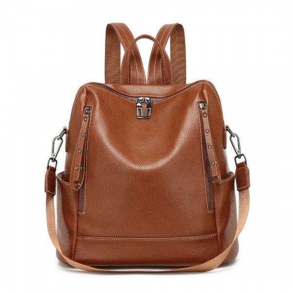 BPM2438 - Miss Lulu Women's Convertible PU Leather Backpack & Shoulder Bag – Versatile 2-in-1 Design - Black