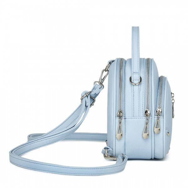 BPM2450 - Miss Lulu Convertible Mini Backpack for Women - PU Leather 3-in-1 Small Handbag, Crossbody Bag & Shoulder Backpack - Beige