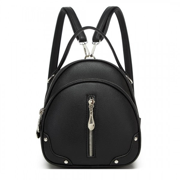 BPM2450 - Miss Lulu Convertible Mini Backpack for Women - PU Leather 3-in-1 Small Handbag, Crossbody Bag & Shoulder Backpack - Beige