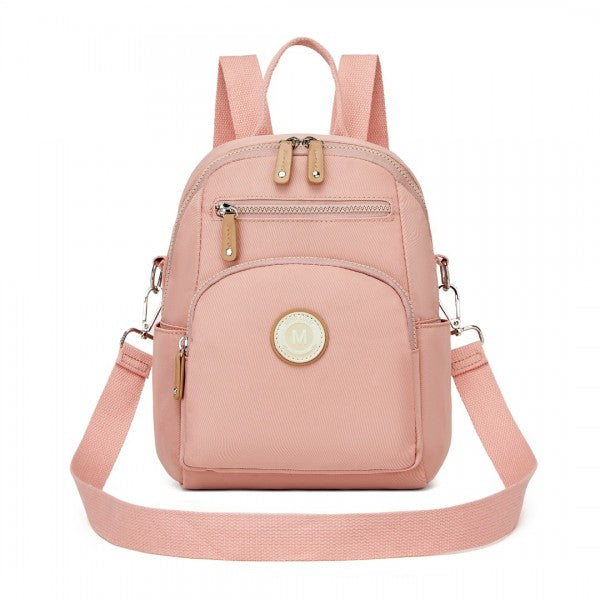 BPM2451 - Miss Lulu 3-in-1 Convertible Backpack with Removable Long Strap – Wear as Backpack, Shoulder or Crossbody Bag - Beige