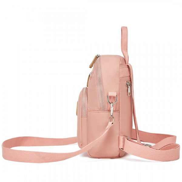 BPM2451 - Miss Lulu 3-in-1 Convertible Backpack with Removable Long Strap – Wear as Backpack, Shoulder or Crossbody Bag - Beige