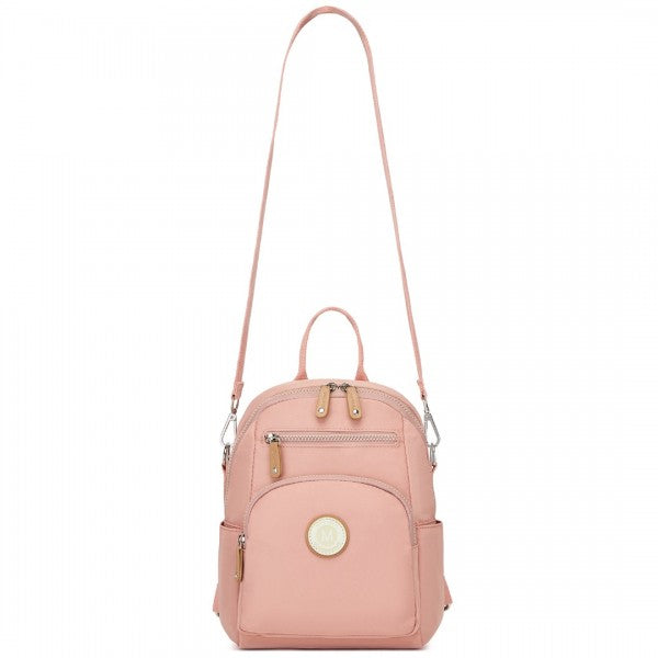 BPM2451 - Miss Lulu 3-in-1 Convertible Backpack with Removable Long Strap – Wear as Backpack, Shoulder or Crossbody Bag - Beige