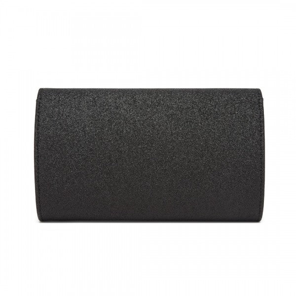 CLM2459 - Miss Lulu Women's Glitter Envelope Clutch with V-Metal Trim & Detachable Chain Strap - Gold