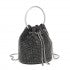 CLS2510 - Women's Rhinestone Evening Bag – Sparkly Handbag with Metal Ring Handle and Chain Crossbody Strap - Black