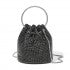 CLS2510 - Women's Rhinestone Evening Bag – Sparkly Handbag with Metal Ring Handle and Chain Crossbody Strap - Black