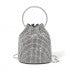 CLS2510 - Women's Rhinestone Evening Bag – Sparkly Handbag with Metal Ring Handle and Chain Crossbody Strap - Silver