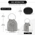 CLS2510 - Women's Rhinestone Evening Bag – Sparkly Handbag with Metal Ring Handle and Chain Crossbody Strap - Silver