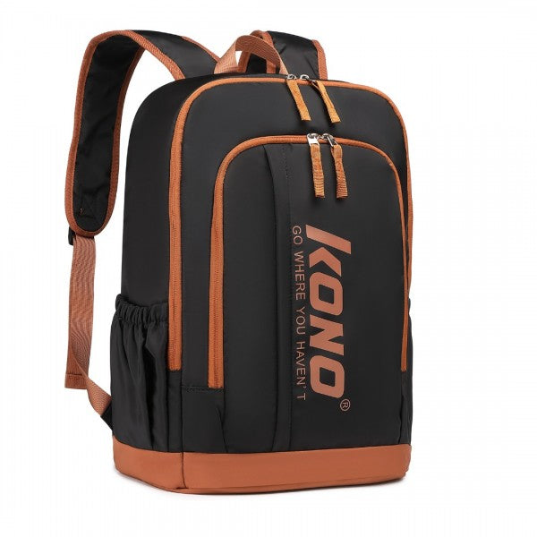 EB2325 - Kono Contrasting Colors Waterproof Casual Backpack With Laptop Compartment - Beig
