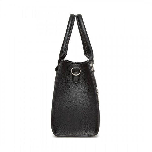 HBM2463 - MISS LULU PU Leather Three-Tone Stitched Shoulder Handbag - Stylish Daily Bag with Adjustable Strap