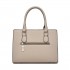 HBM2463 - MISS LULU PU Leather Three-Tone Stitched Shoulder Handbag - Stylish Daily Bag with Adjustable Strap - Khaki