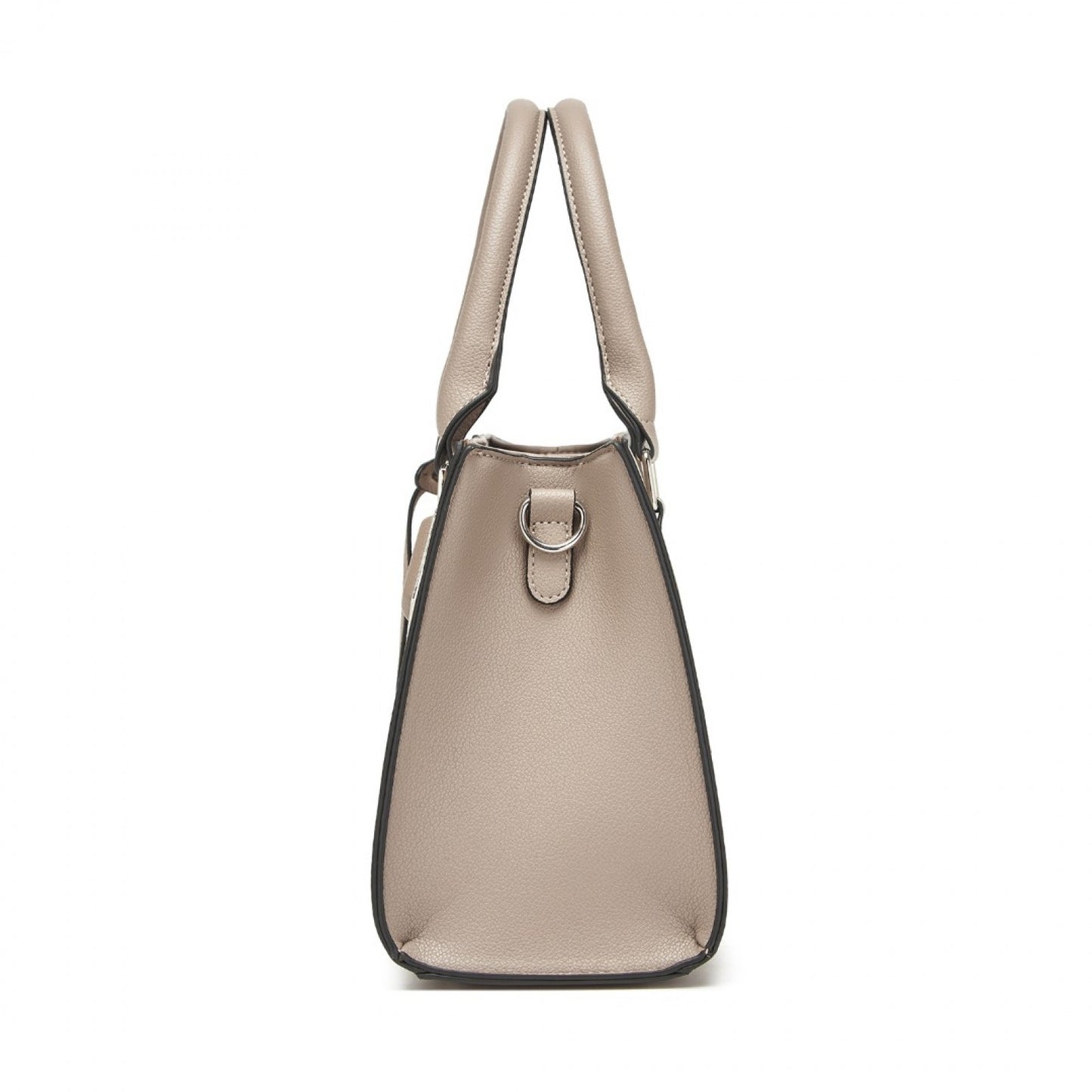 HBM2463 - MISS LULU PU Leather Three-Tone Stitched Shoulder Handbag - Stylish Daily Bag with Adjustable Strap - Khaki