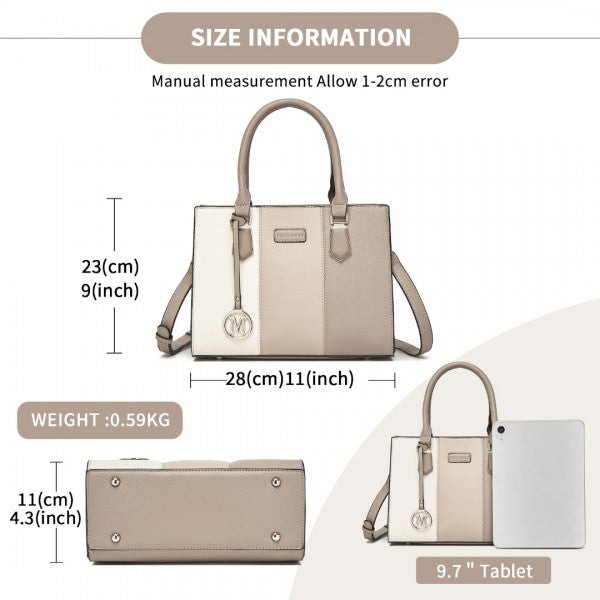 HBM2463 - MISS LULU PU Leather Three-Tone Stitched Shoulder Handbag - Stylish Daily Bag with Adjustable Strap