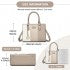 HBM2463 - MISS LULU PU Leather Three-Tone Stitched Shoulder Handbag - Stylish Daily Bag with Adjustable Strap - Khaki