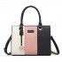 HBM2463 - MISS LULU PU Leather Three-Tone Stitched Shoulder Handbag - Stylish Daily Bag with Adjustable Strap - Pink