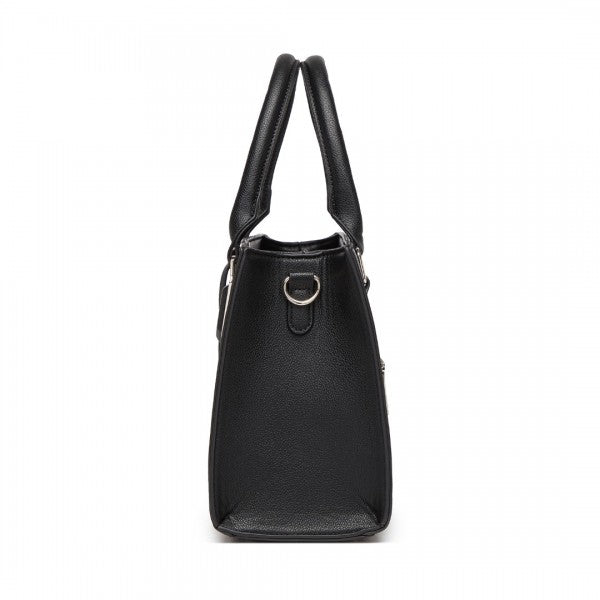 HBM2463 - MISS LULU PU Leather Three-Tone Stitched Shoulder Handbag - Stylish Daily Bag with Adjustable Strap