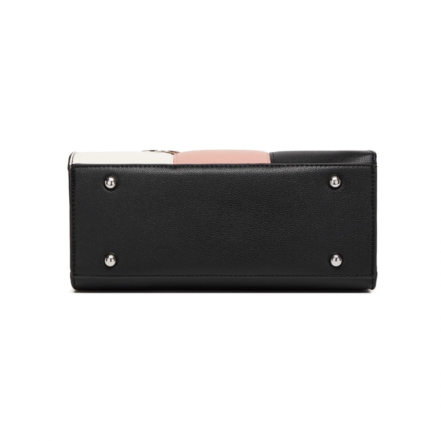HBM2463 - MISS LULU PU Leather Three-Tone Stitched Shoulder Handbag - Stylish Daily Bag with Adjustable Strap - Pink