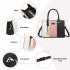 HBM2463 - MISS LULU PU Leather Three-Tone Stitched Shoulder Handbag - Stylish Daily Bag with Adjustable Strap - Pink