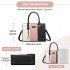 HBM2463 - MISS LULU PU Leather Three-Tone Stitched Shoulder Handbag - Stylish Daily Bag with Adjustable Strap - Pink