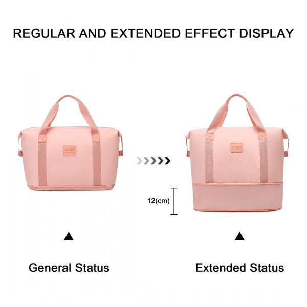 K1871-1L+EA2212 - Kono ABS 4 Wheel Suitcase Set With Vanity Case And Weekend Bag And Toiletry Bag - Pink