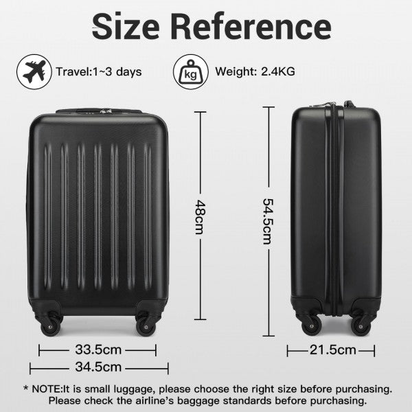 KSK2477 - Kono Premium 3-Piece Vertical Textured Hard-Shell ABS Luggage Set with 3-Digit Lock & TPE Silent Wheels - Black