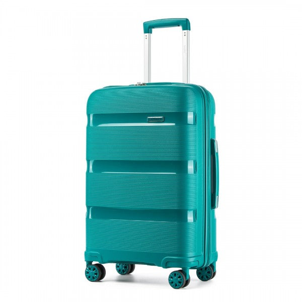 KSK2492 - Kono 3-Piece PP Hardshell Luggage Set–Durable Travel Suitcases with TSA Lock, 360° Spinner Wheels - Blue and Green