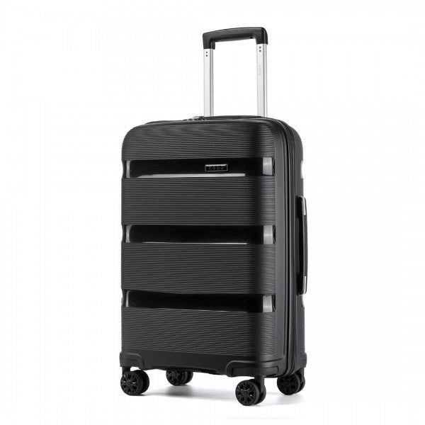 KSK2492 - Kono 24-Inch PP Hardshell Suitcase–Durable Checked Luggage with TSA Lock & 360° Spinner Silent Wheels - Black