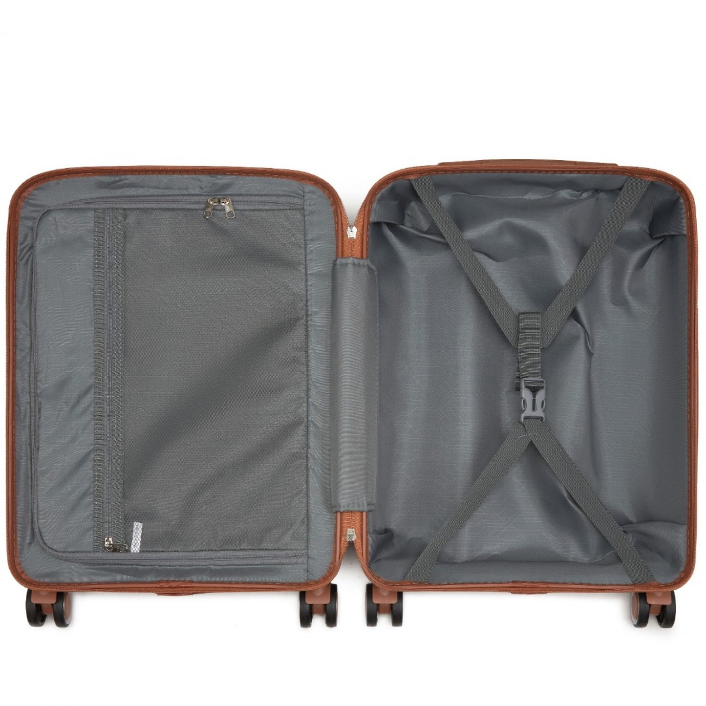 KSK2591 - Kono 20-Inch PP Modern Scratch-Resistant Cabin Suitcase with TSA Lock & Stylish Brown Accents - Black and Brown