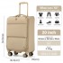 KSN2593 - 20 inch Women's Lightweight Softshell Suitcase with Spinner Wheels and Spacious Compartments - Khaki