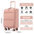 KSN2593 - 20 inch Women's Lightweight Softshell Suitcase with Spinner Wheels and Spacious Compartments - Pink