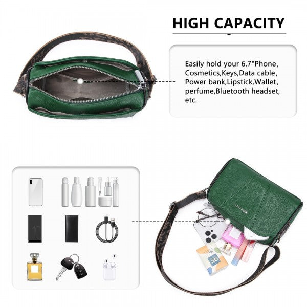 L2310 - Miss Lulu Simple And Elegant Wide Strap Genuine Leather Crossbody Bag - Beige
