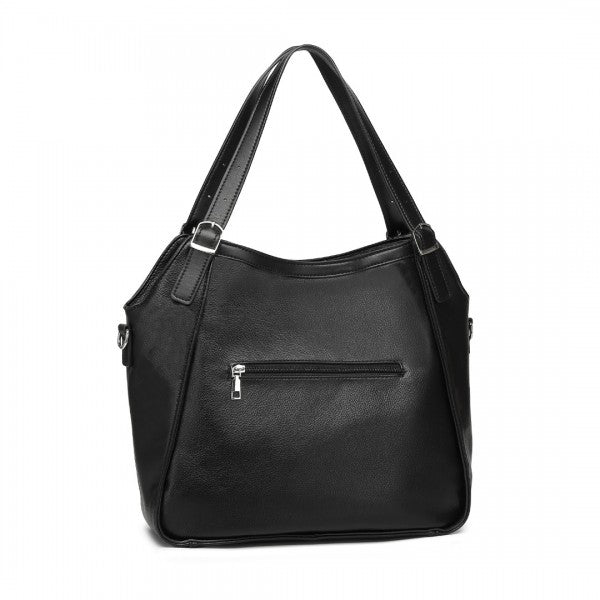 LB2317 - Miss Lulu Casual Shoulder Bag With Stylish Pleated Design - Black