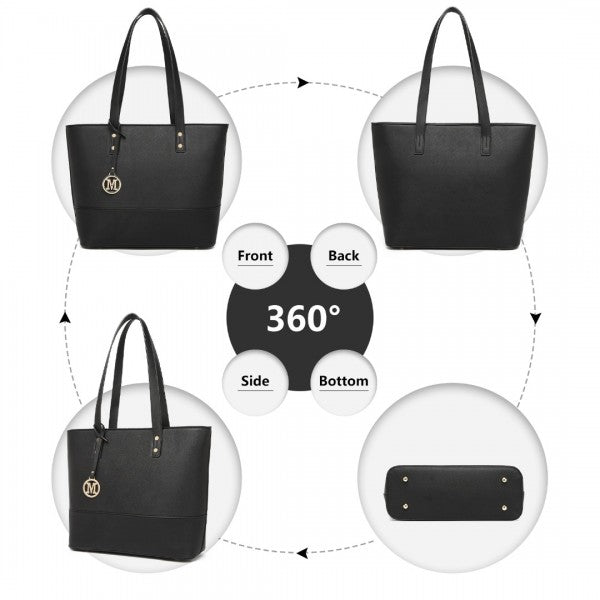 LG2023 - Miss Lulu Elegant 3-Piece Leather Look Tote Bag Set - Versatile & Chic for Every Occasion -