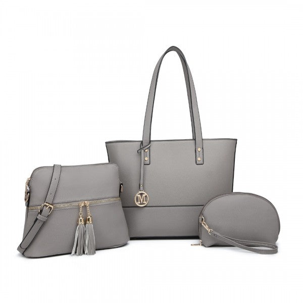LG2023 - Miss Lulu Elegant 3-Piece Leather Look Tote Bag Set - Versatile & Chic for Every Occasion -